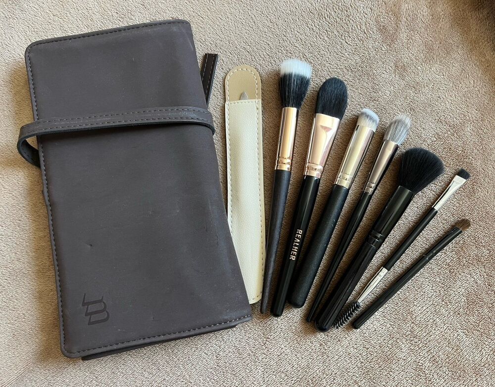 Makeup Brushes Bundle & Roll Storage Portable Bag -  Assorted Brands